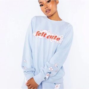 NWT Samii Ryan Revolve Dolls Kill FELT CUTE TIE Dye sweatshirt large baby blue